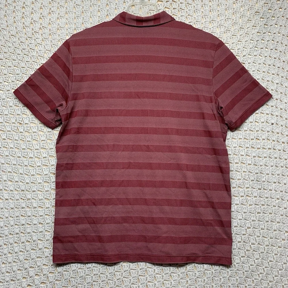 Adidas‎ Shirt Mens XL Pink Legacy Burgundy Striped golf polo shirt Short Sleeve
